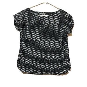 Steven Alan Blouse Womens Small White Black Floral Short Sleeve